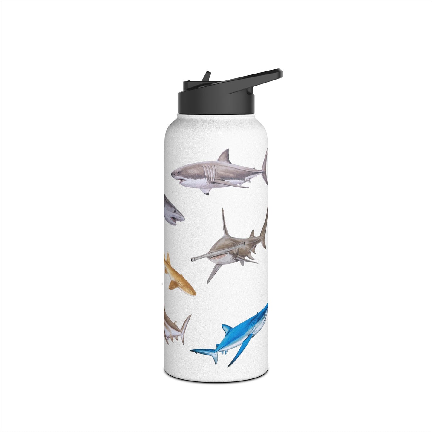 Shark Ocean-Inspired Stainless Steel Water Bottle, Shark Pattern - Perfect for Beach Lovers, Gifting, Hydration & Adventure