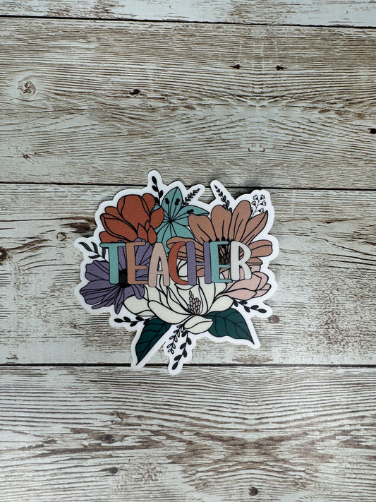 Floral Teacher Matte Vinyl Sticker