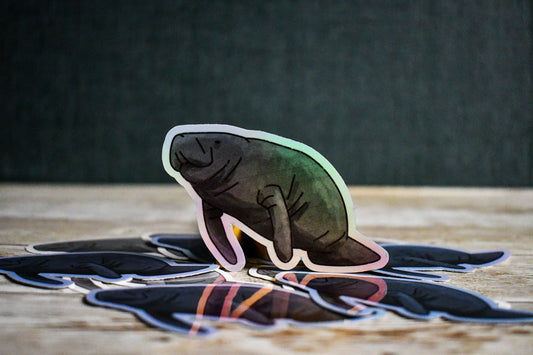 Manatee Vinyl Holographic Sticker