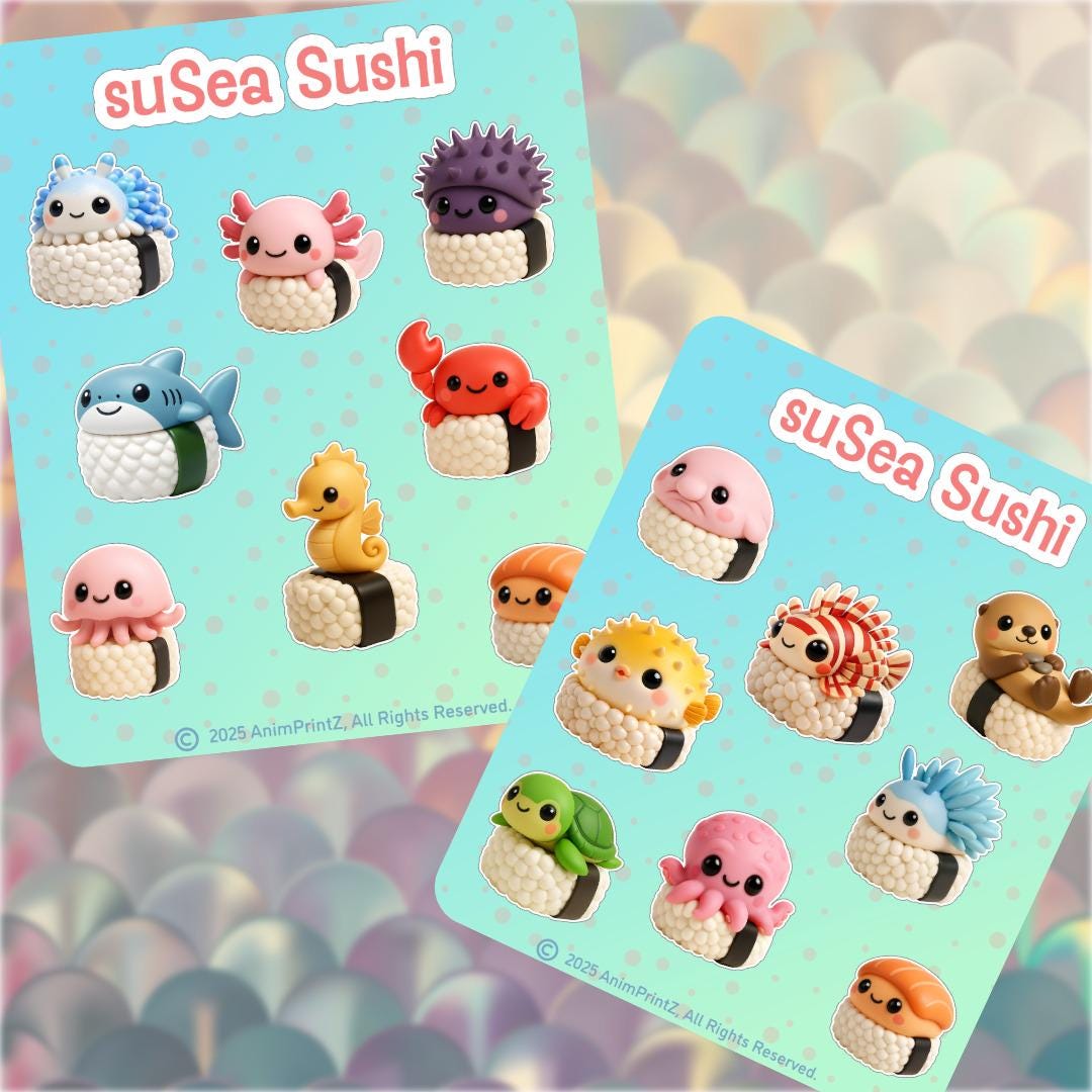 suSea Sushi: Kawaii Food Matte Sticker Sheet