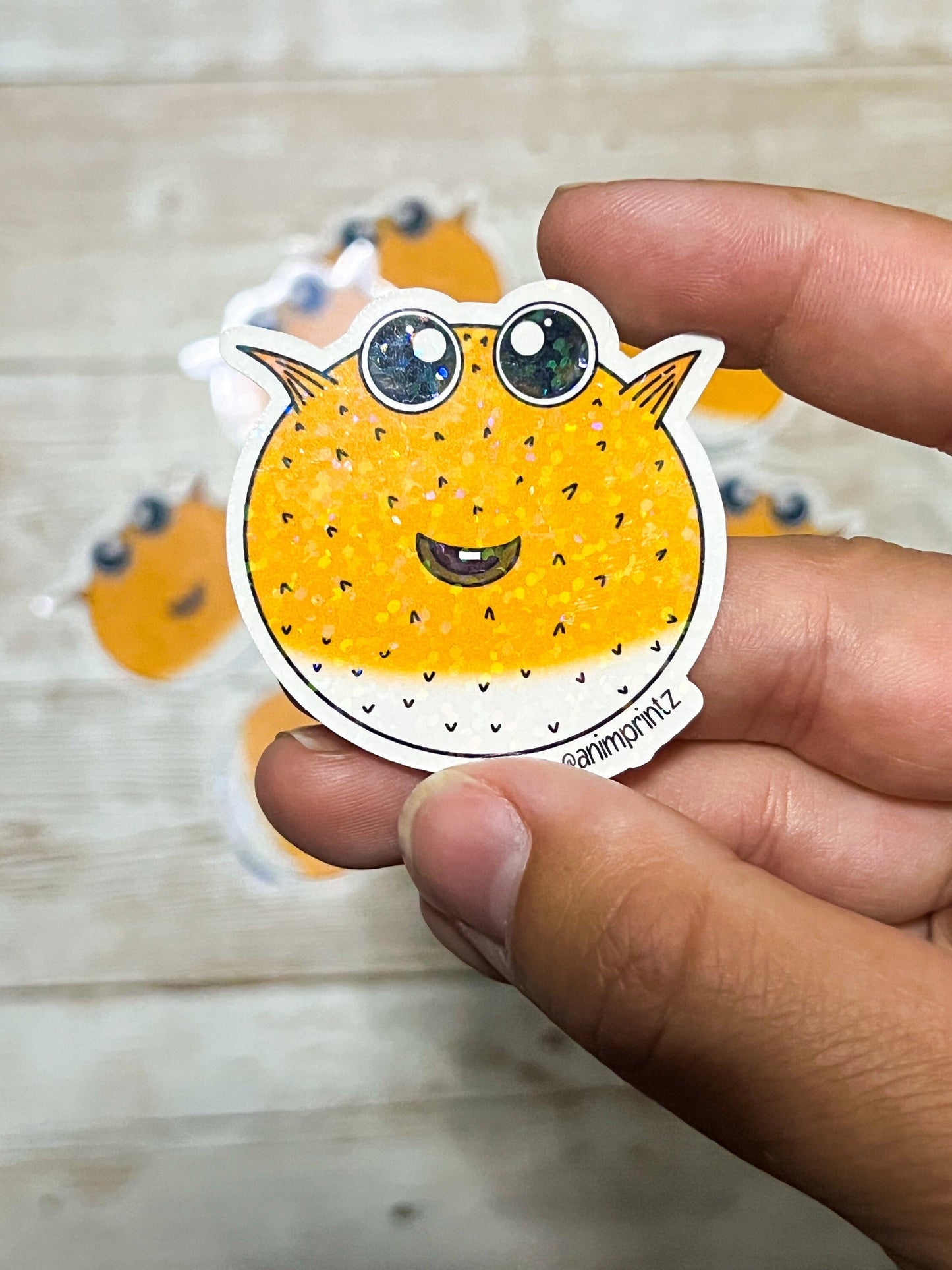 Puffer Fish Holographic Sticker