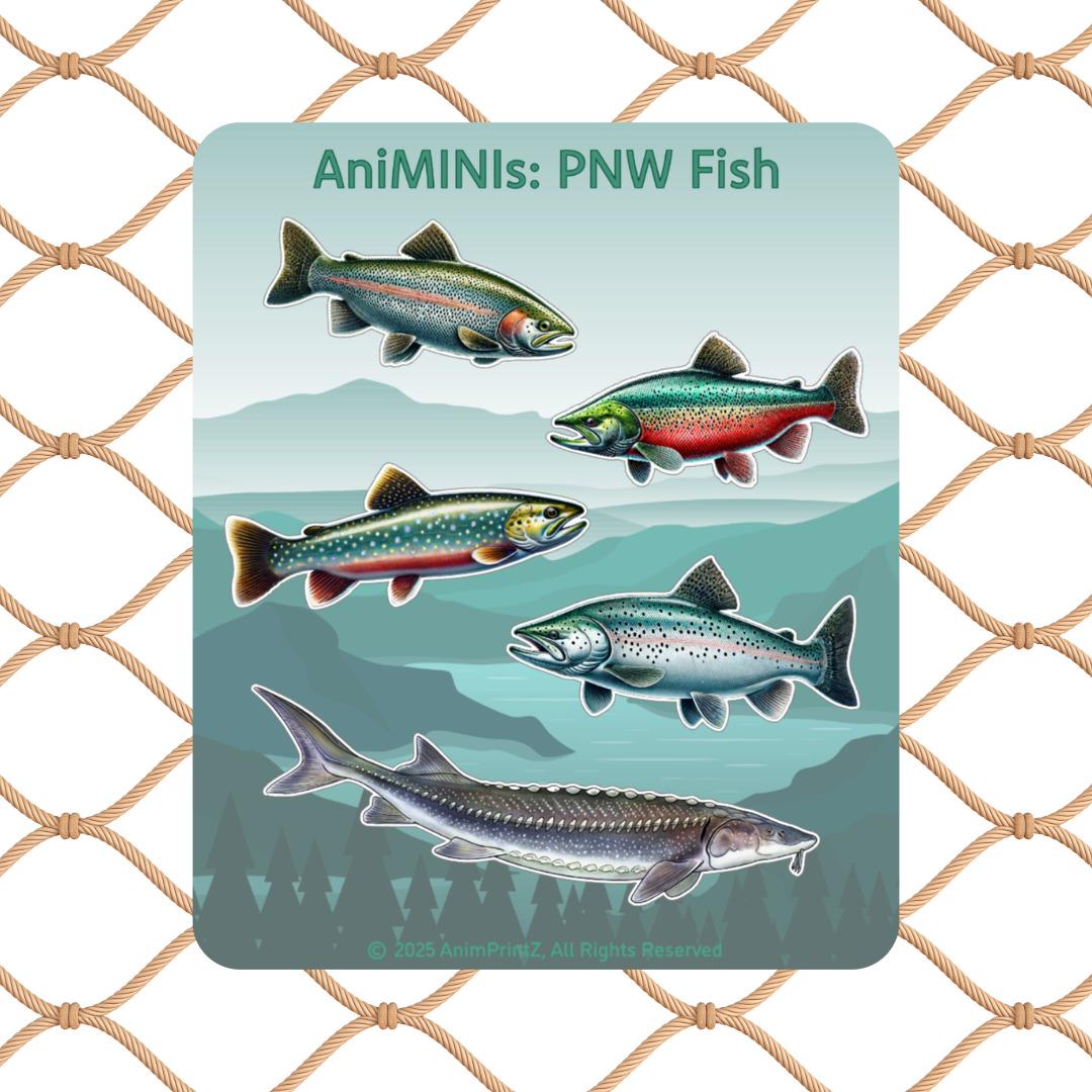 AniMINIs: PNW Fish Matte Sticker Sheet