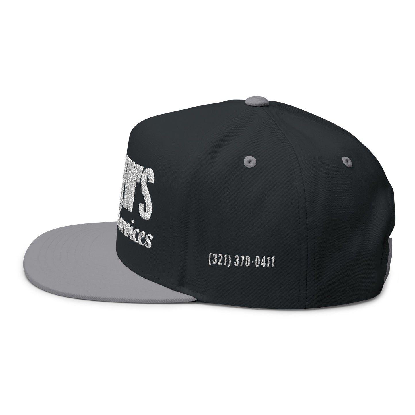 Flat Bill Cap (Embroidery) - Full Logo Text Only with Ph Number on Sides