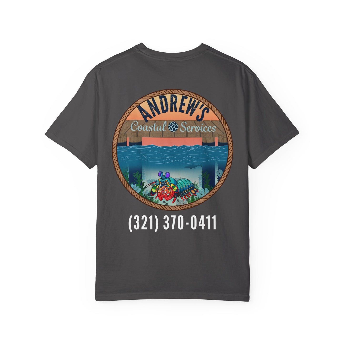 Unisex Garment-Dyed T-shirt - Full Image with Wooden Shrimp