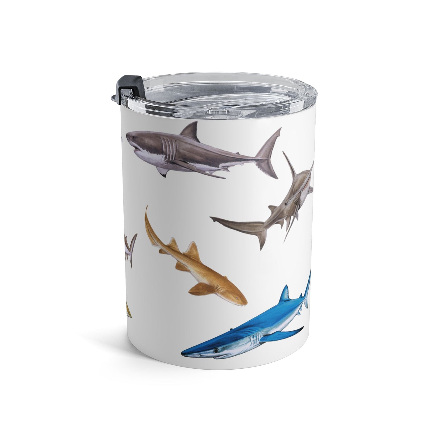 Shark-Inspired 10oz Tumbler with Shark Designs | Perfect for Beach Lovers, Gifts for Fishermen, Unique Party Favor, Environmental Awareness