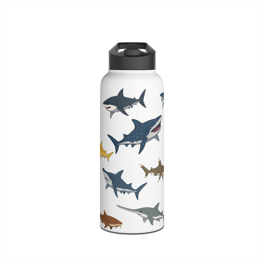 Whimsical Anime Shark Stainless Steel Water Bottle, 32oz