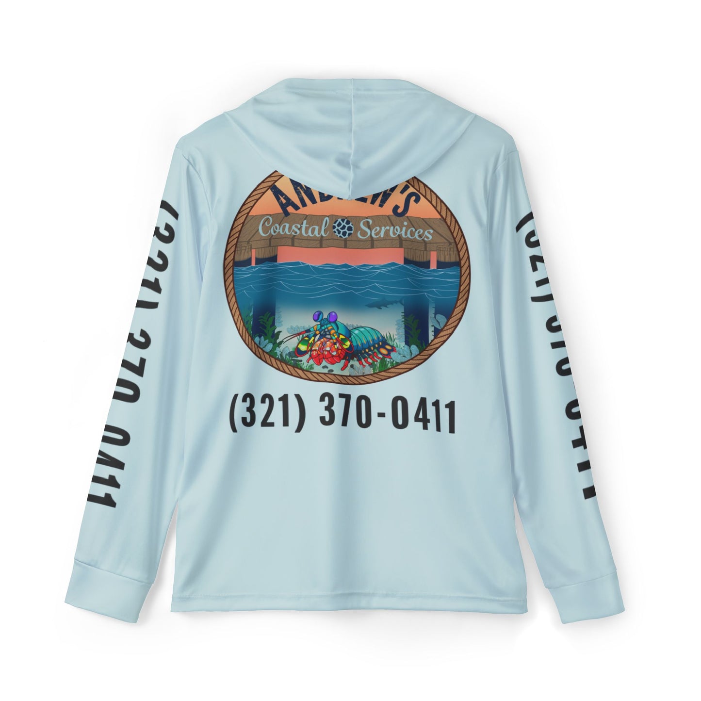 Sports Warmup Hoodie - Full Image Logo with Wooden Shrimp