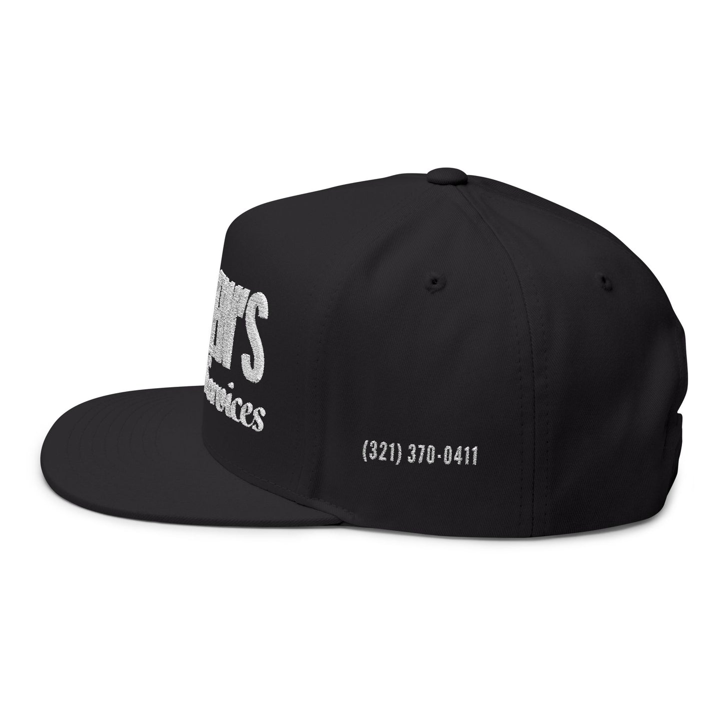 Flat Bill Cap (Embroidery) - Full Logo Text Only with Ph Number on Sides