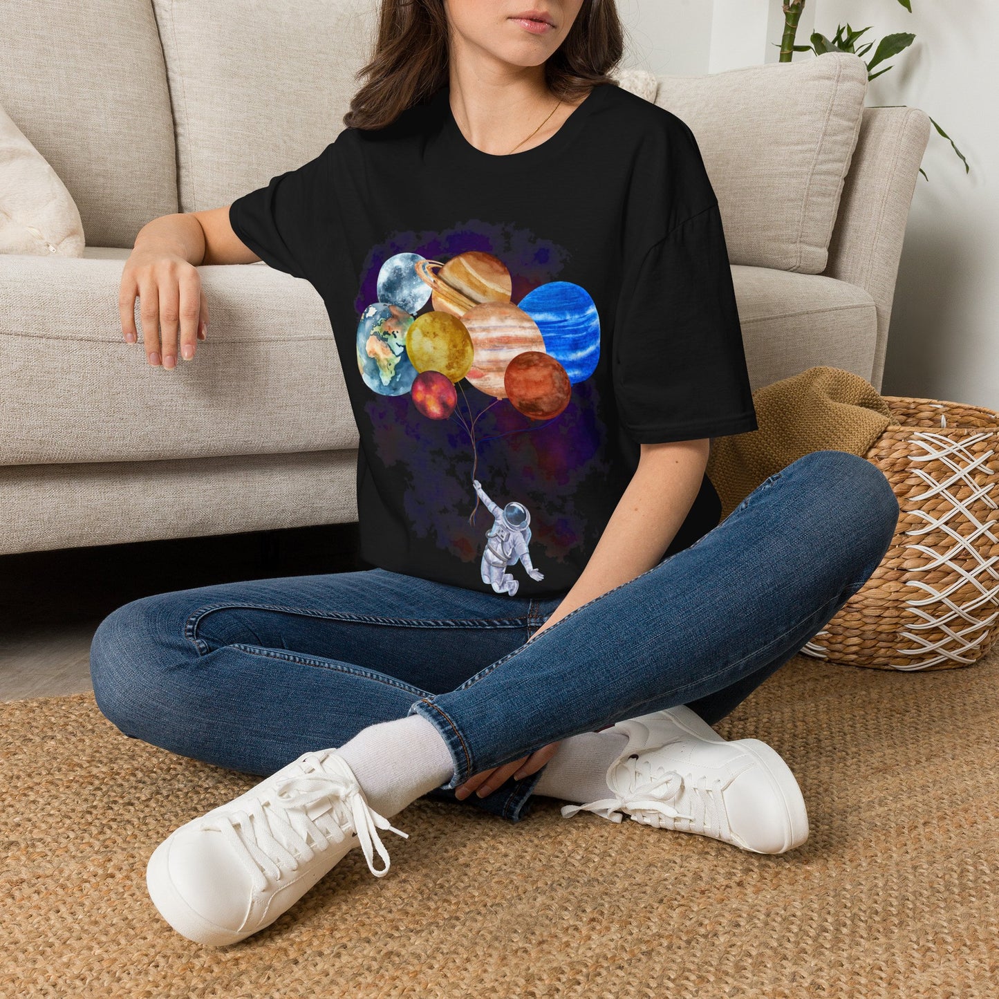 Happy Astronauts and Space Balloons Unisex Softstyle T-Shirt
