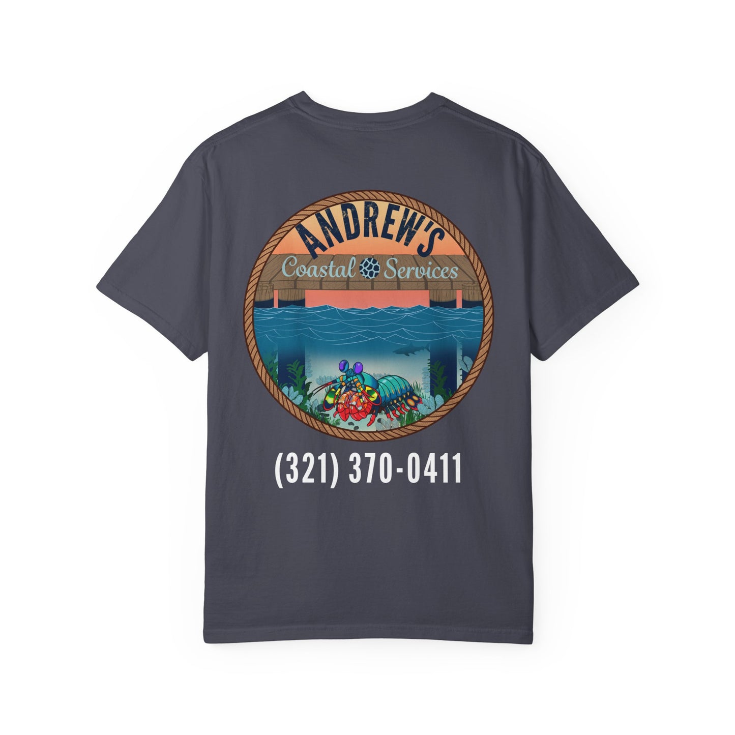 Unisex Garment-Dyed T-shirt - Full Image with Colored Shrimp