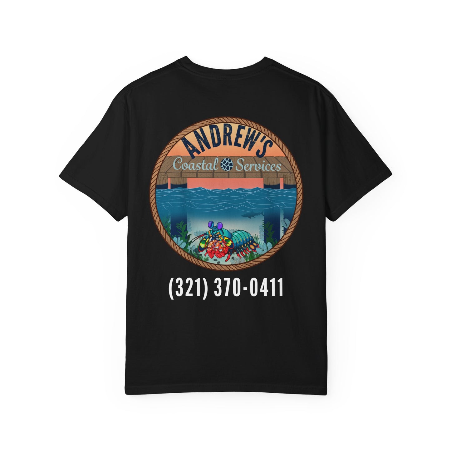 Unisex Garment-Dyed T-shirt - Full Image with Colored Shrimp