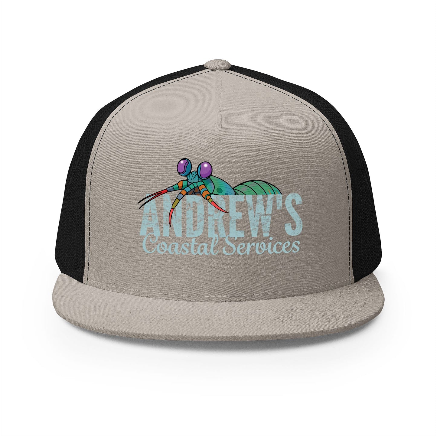 5 Panel Trucker Cap - Half Logo with Logo Blue