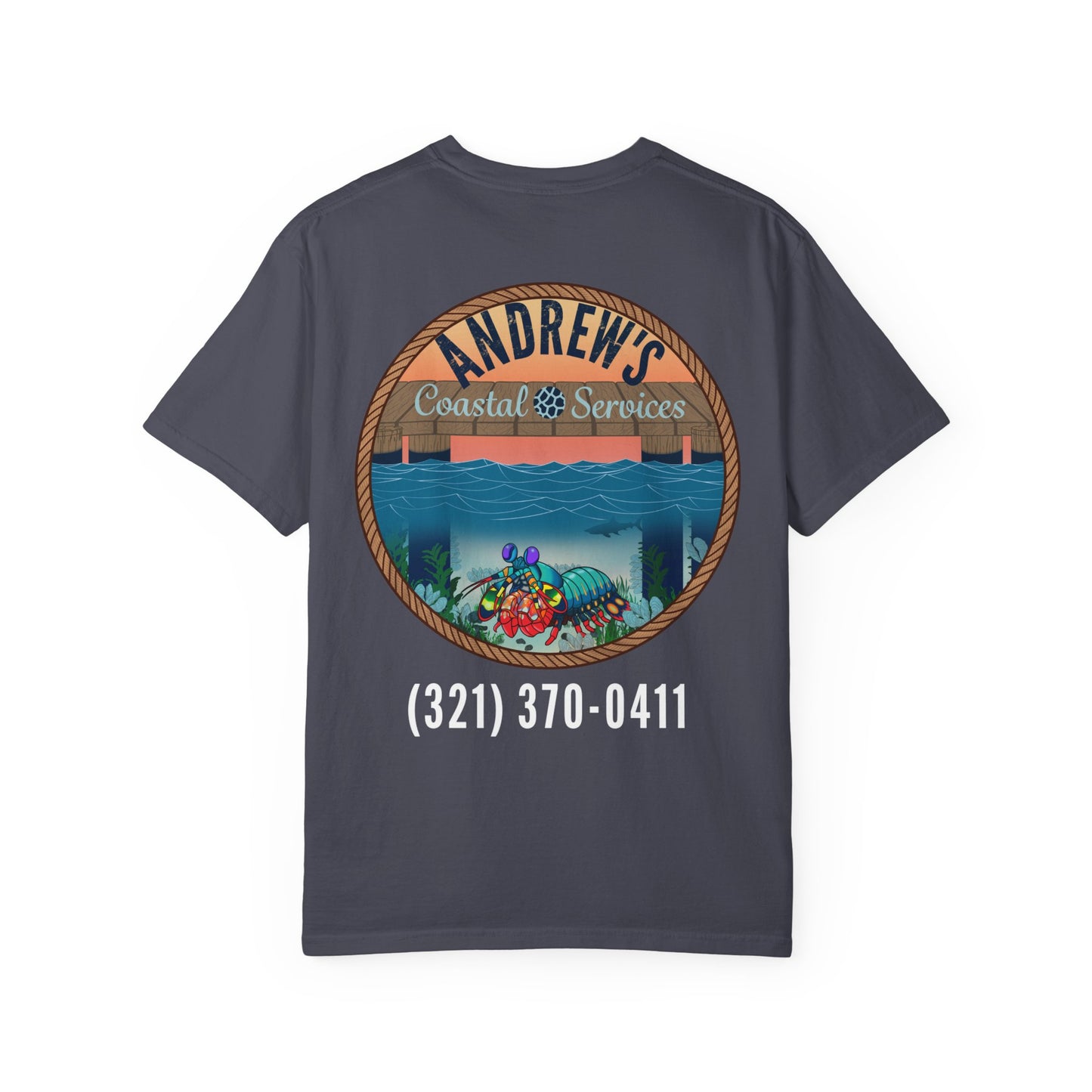 Unisex Garment-Dyed T-shirt - Full Image with Wooden Shrimp