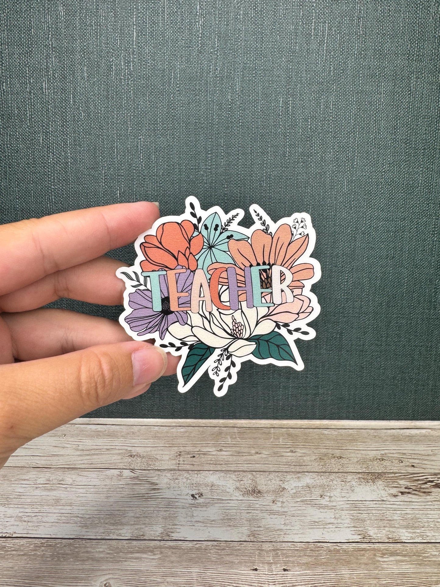 Floral Teacher Matte Vinyl Sticker
