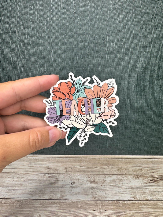 Floral Teacher Matte Vinyl Sticker