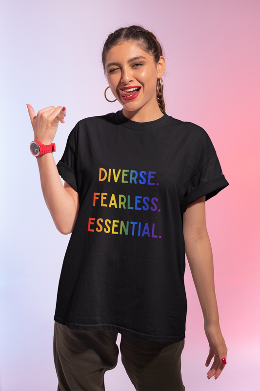 Diverse. Fearless. Essential. Pride Shark Shirt