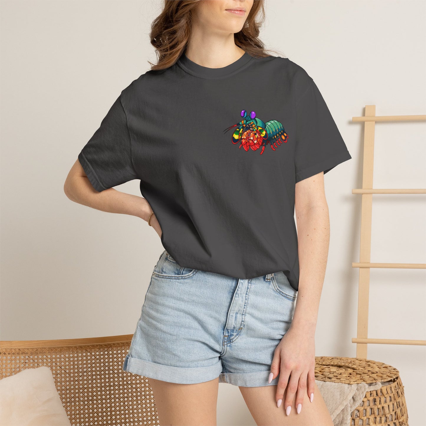 Unisex Garment-Dyed T-shirt - Full Image with Colored Shrimp