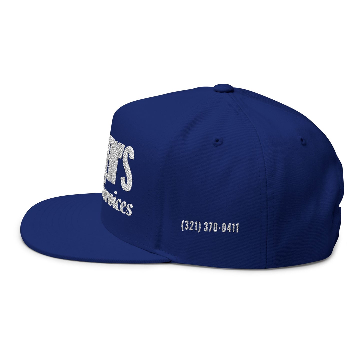 Flat Bill Cap (Embroidery) - Full Logo Text Only with Ph Number on Sides