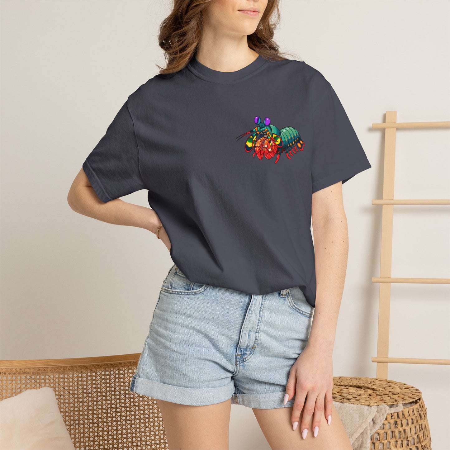 Unisex Garment-Dyed T-shirt - Full Image with Colored Shrimp