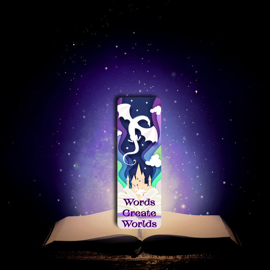 Words Create Worlds 2"x6" Glossy Bookmark
