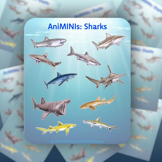 AniMINIs: Sharks; Matte Sticker Sheet