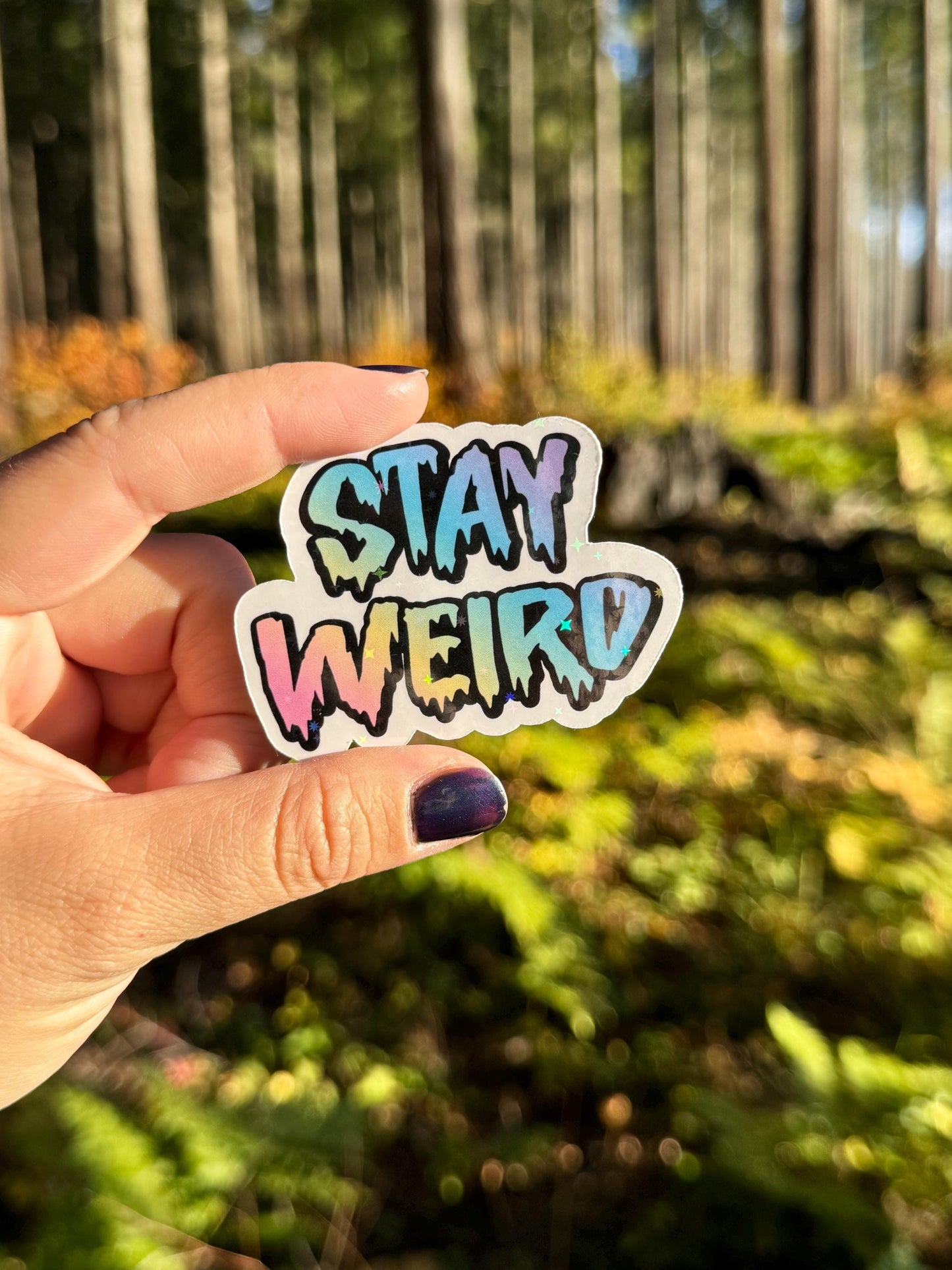 Stay Weird Holographic Vinyl Sticker