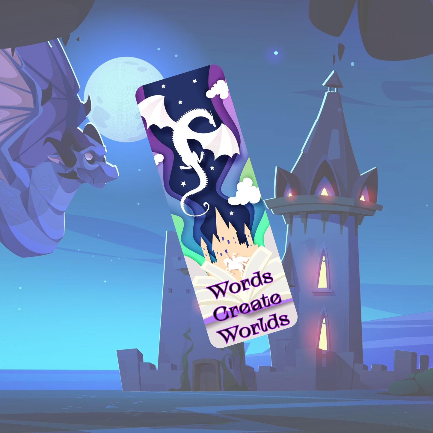 Words Create Worlds 2"x6" Glossy Bookmark