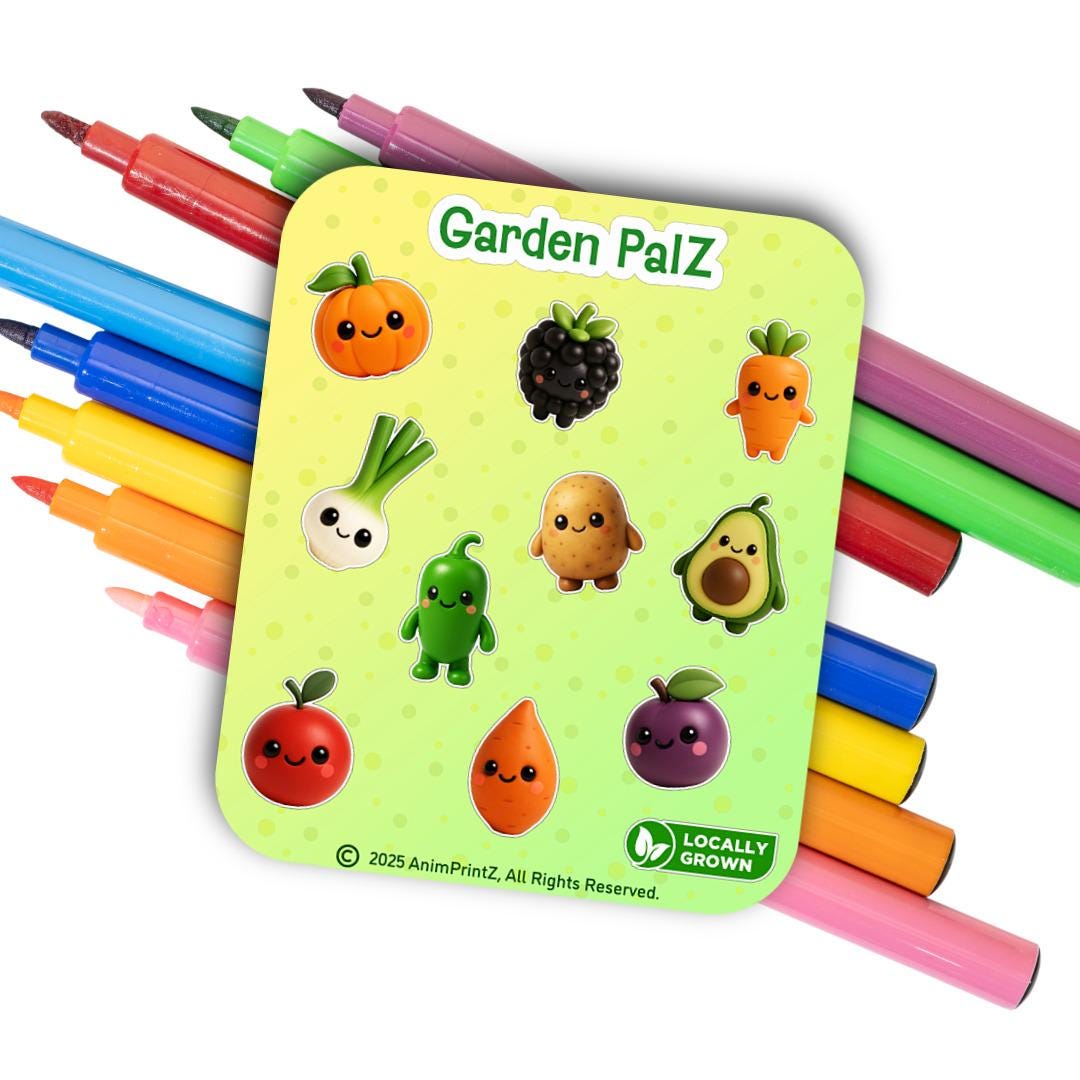 Garden PalZ: Kawaii Food Matte Sticker Sheet