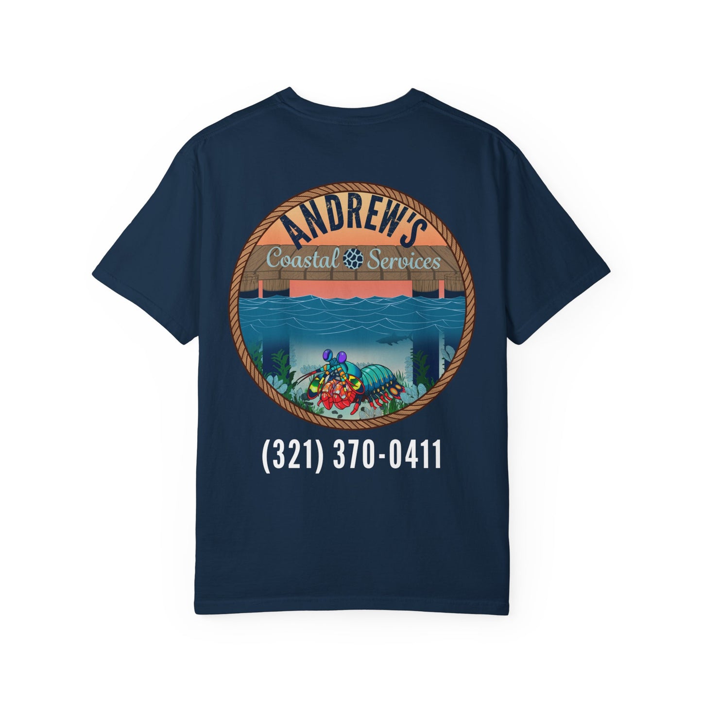 Unisex Garment-Dyed T-shirt - Full Image with Wooden Shrimp