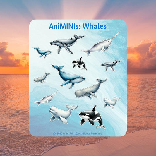 AniMINIs: Watercolor Whale Matte Sticker Sheet