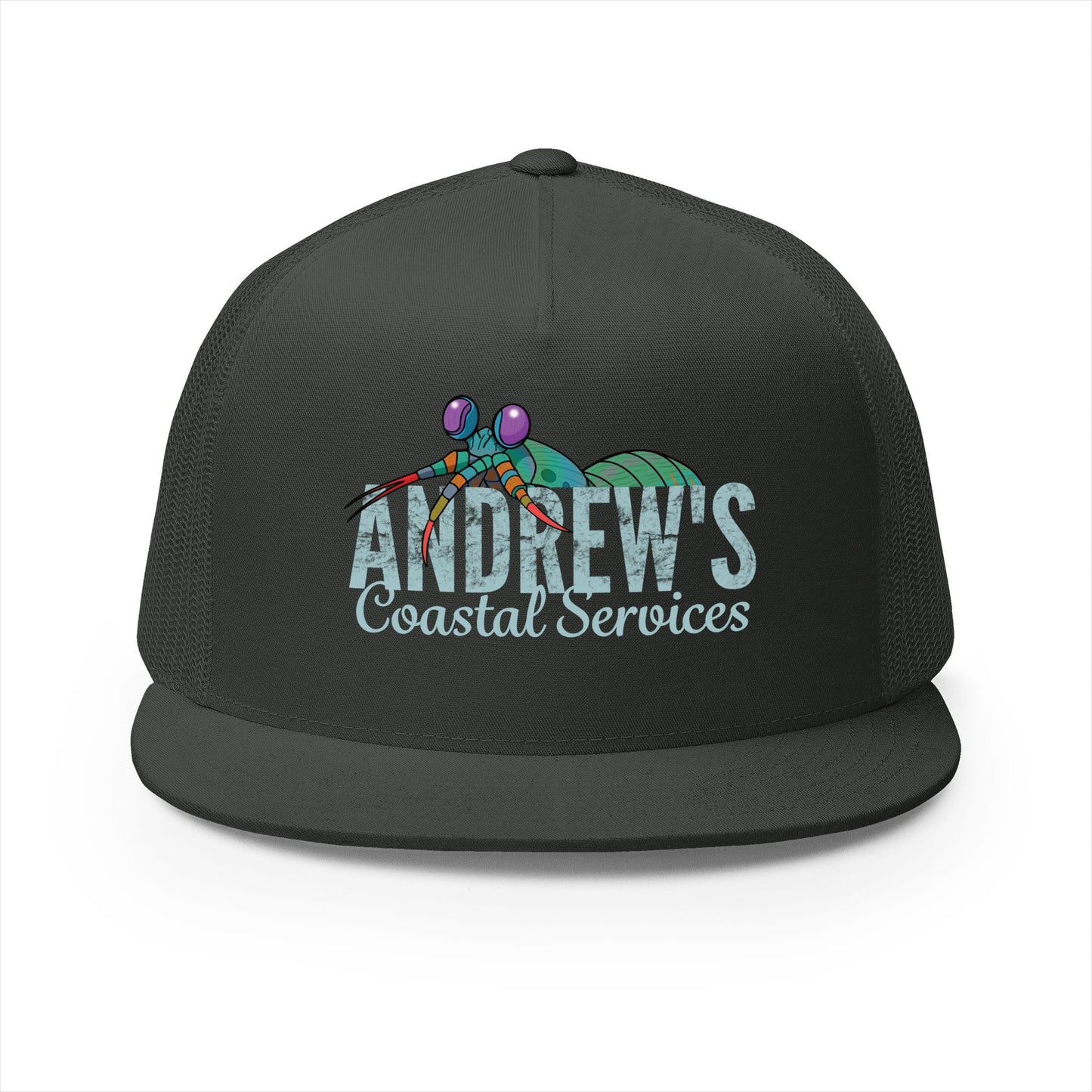 5 Panel Trucker Cap - Half Logo with Logo Blue