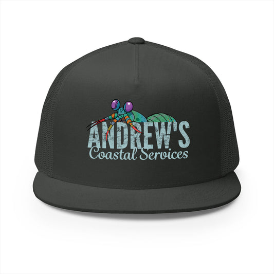 5 Panel Trucker Cap - Half Logo with Logo Blue