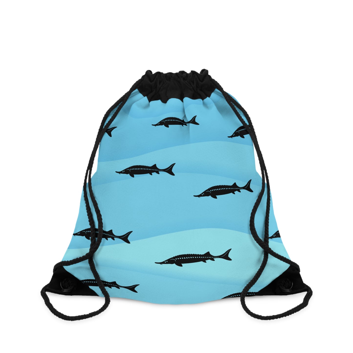 White Sturgeon Silhouette Drawstring Bag