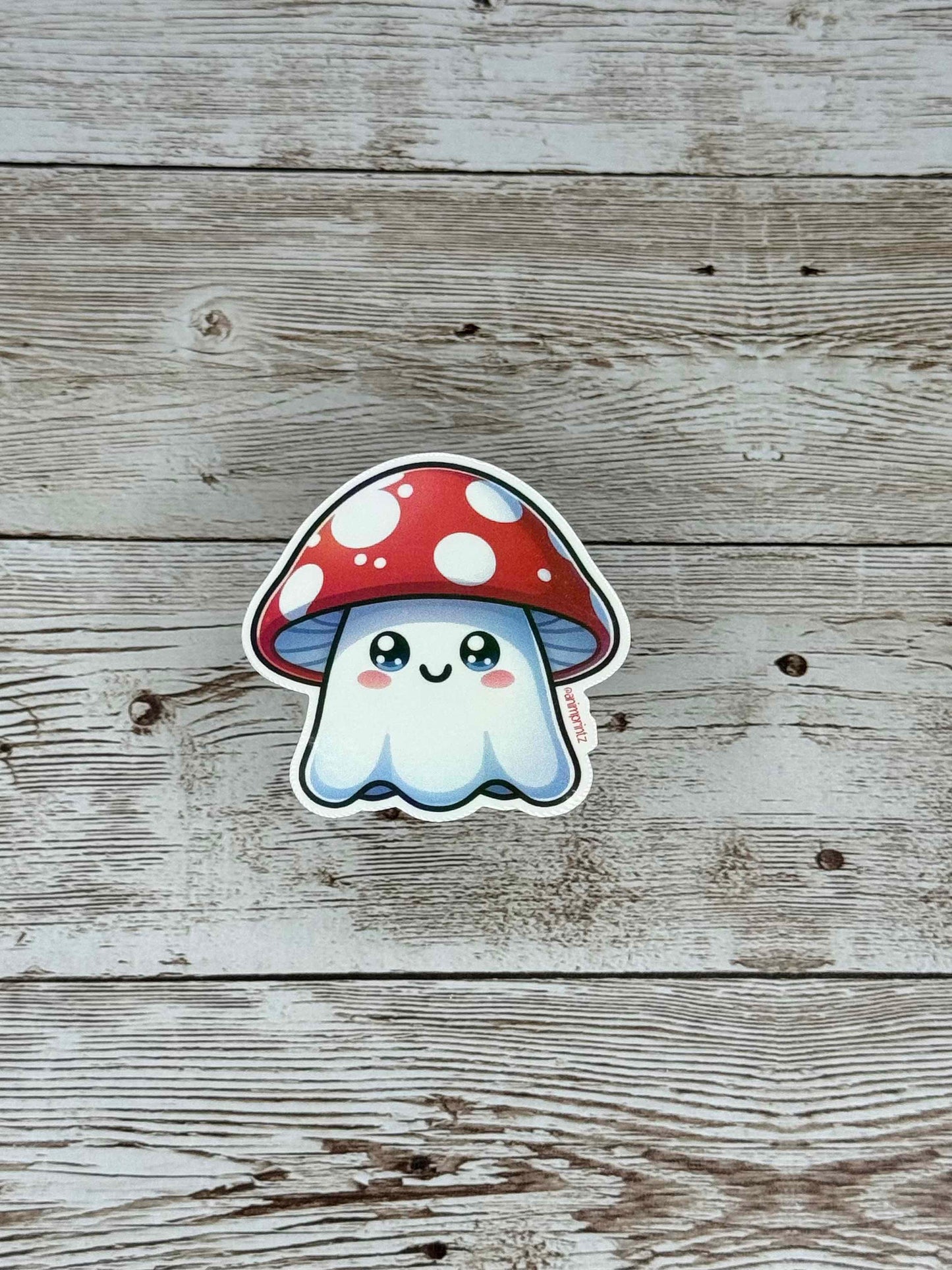 Kawaii Mushroom Ghost Holographic Vinyl Sticker