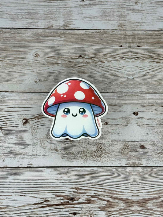 Kawaii Mushroom Ghost Holographic Vinyl Sticker
