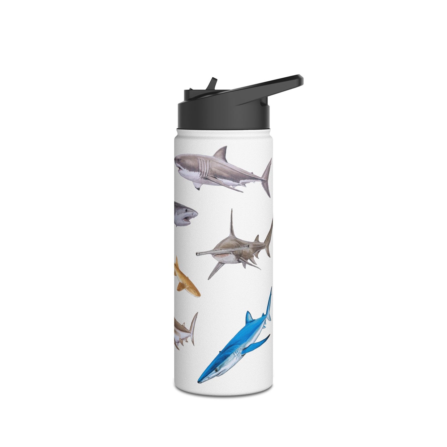Shark Ocean-Inspired Stainless Steel Water Bottle, Shark Pattern - Perfect for Beach Lovers, Gifting, Hydration & Adventure