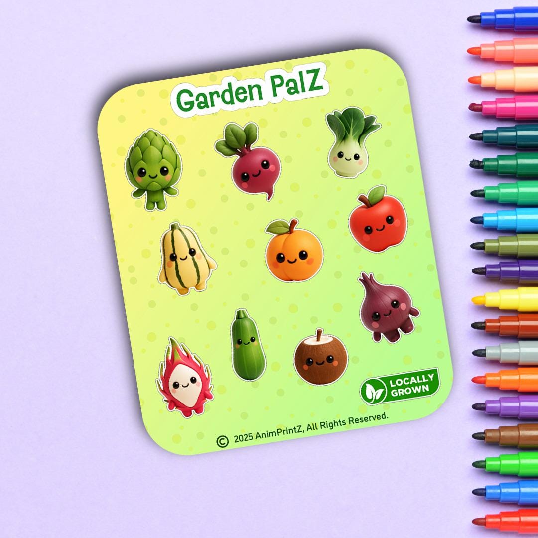 Garden PalZ: Kawaii Food Matte Sticker Sheet