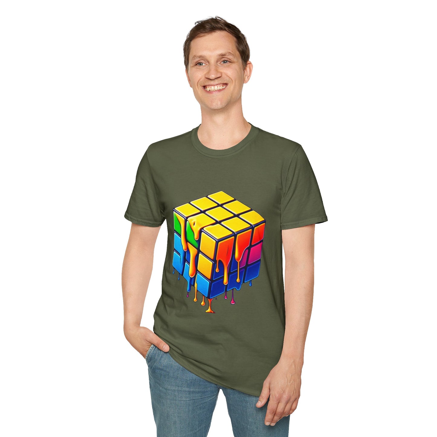 Melting Puzzle Cube Unisex Softstyle T-Shirt