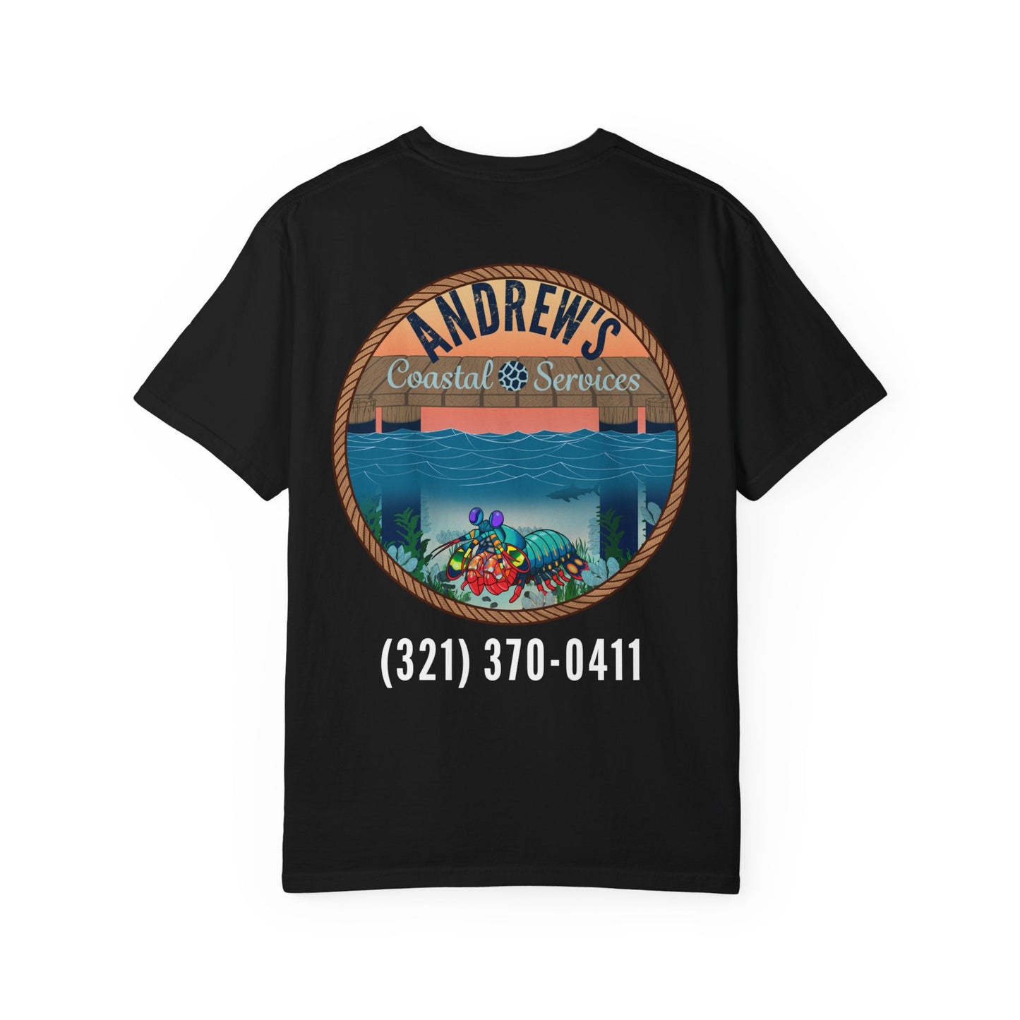 Unisex Garment-Dyed T-shirt - Full Image with Wooden Shrimp