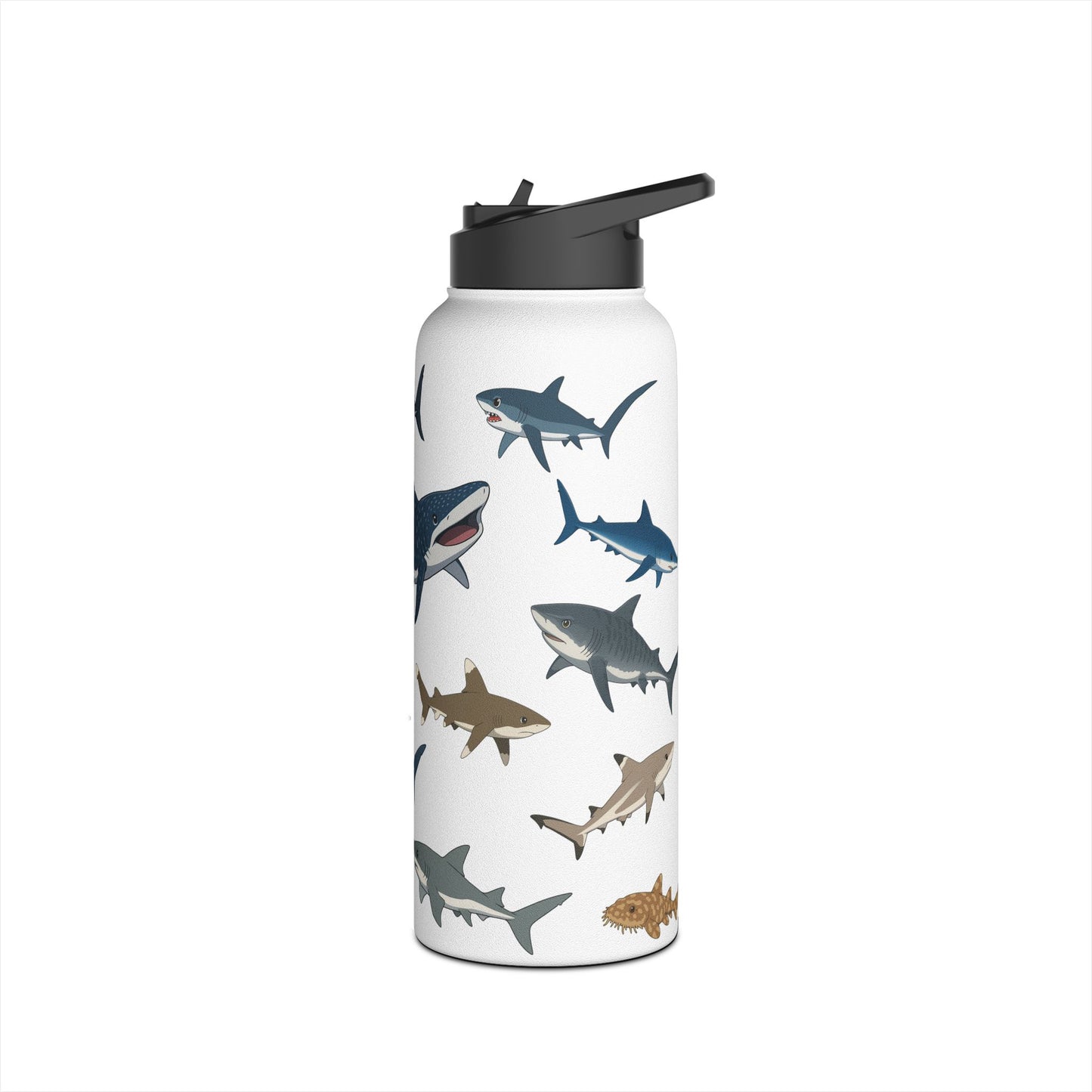 Whimsical Anime Shark Stainless Steel Water Bottle - Eco-Friendly, Hydration Gift, Summer Adventure, Outdoor Fun, Marine Life Decor