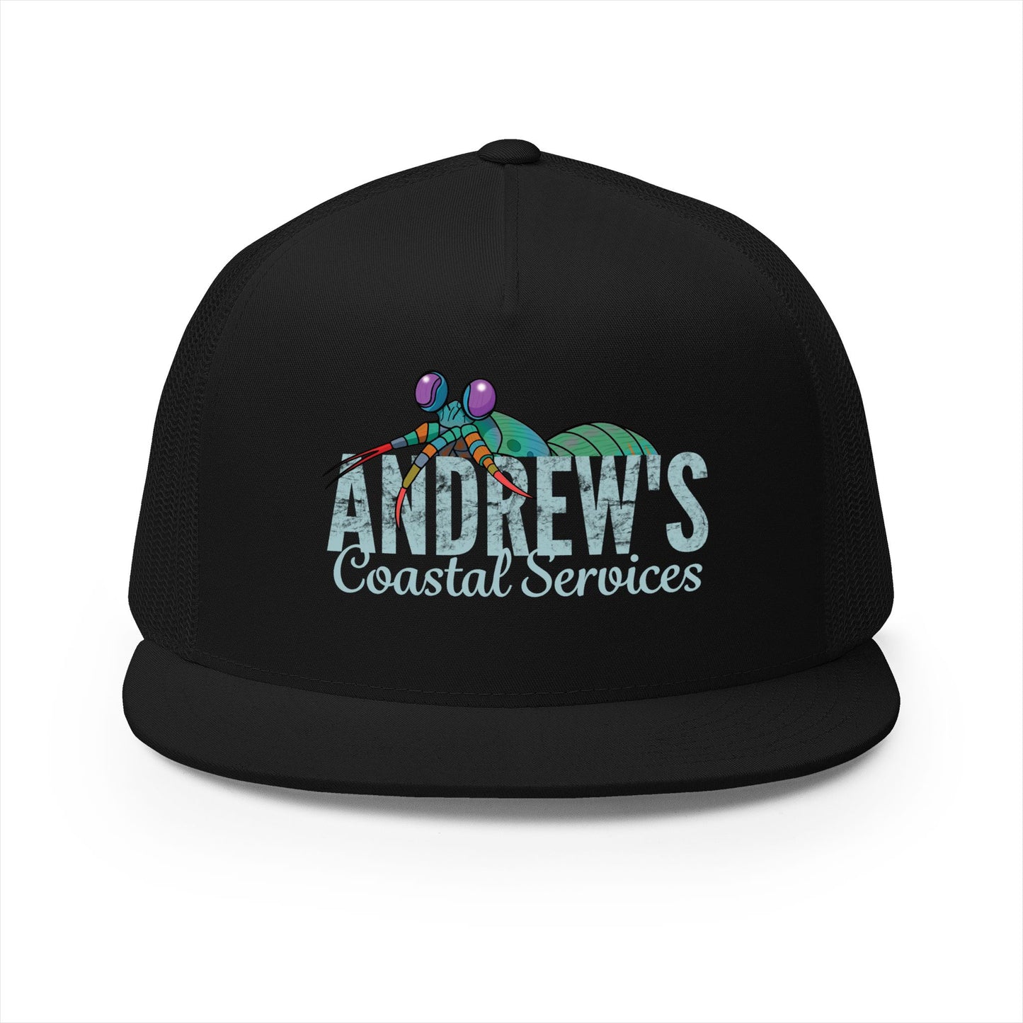 5 Panel Trucker Cap - Half Logo with Logo Blue