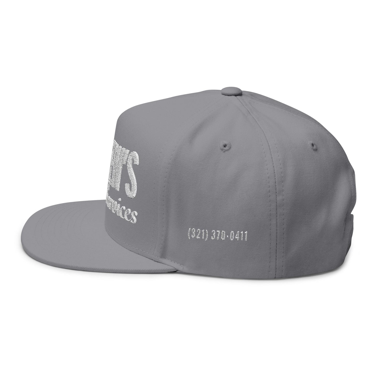 Flat Bill Cap (Embroidery) - Full Logo Text Only with Ph Number on Sides