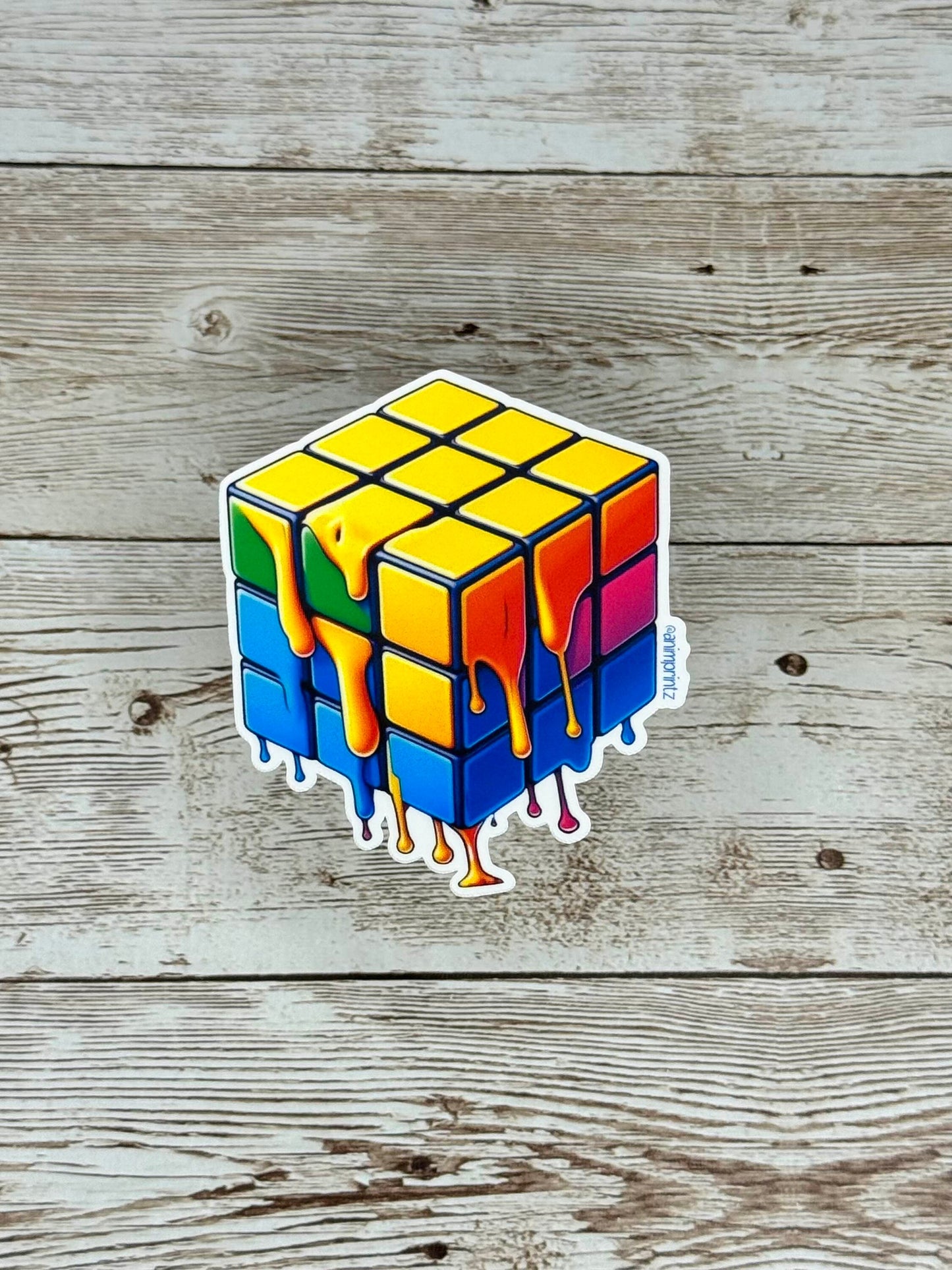 Melting Rubik's Cube, Matte Vinyl Sticker