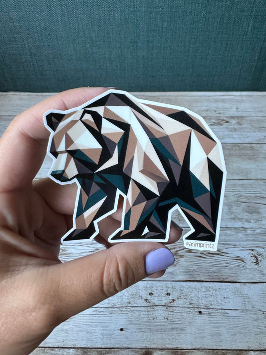 Geometric Bear Matte Vinyl Sticker