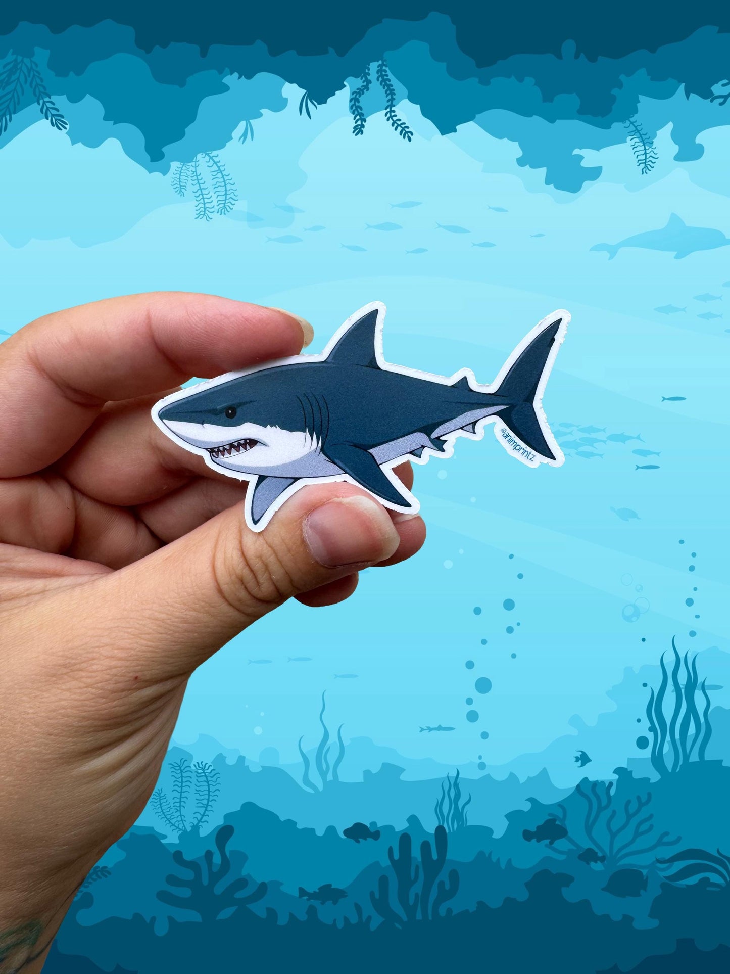 Anime Sharks Waterproof Vinyl Sticker Sheet