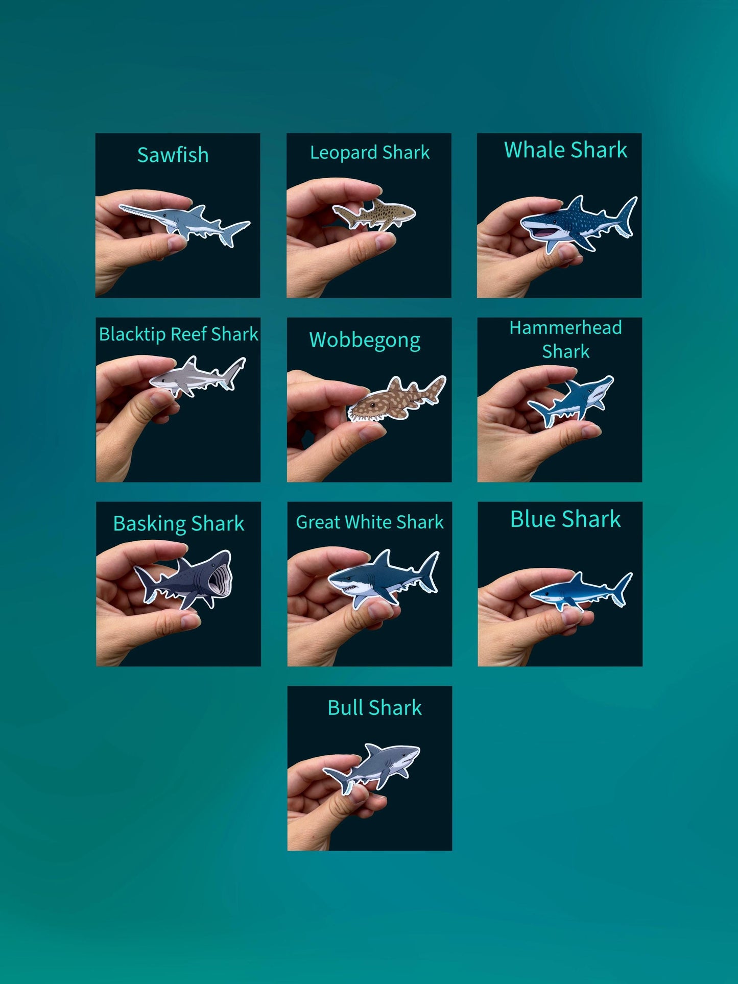 Anime Sharks Waterproof Vinyl Sticker Sheet