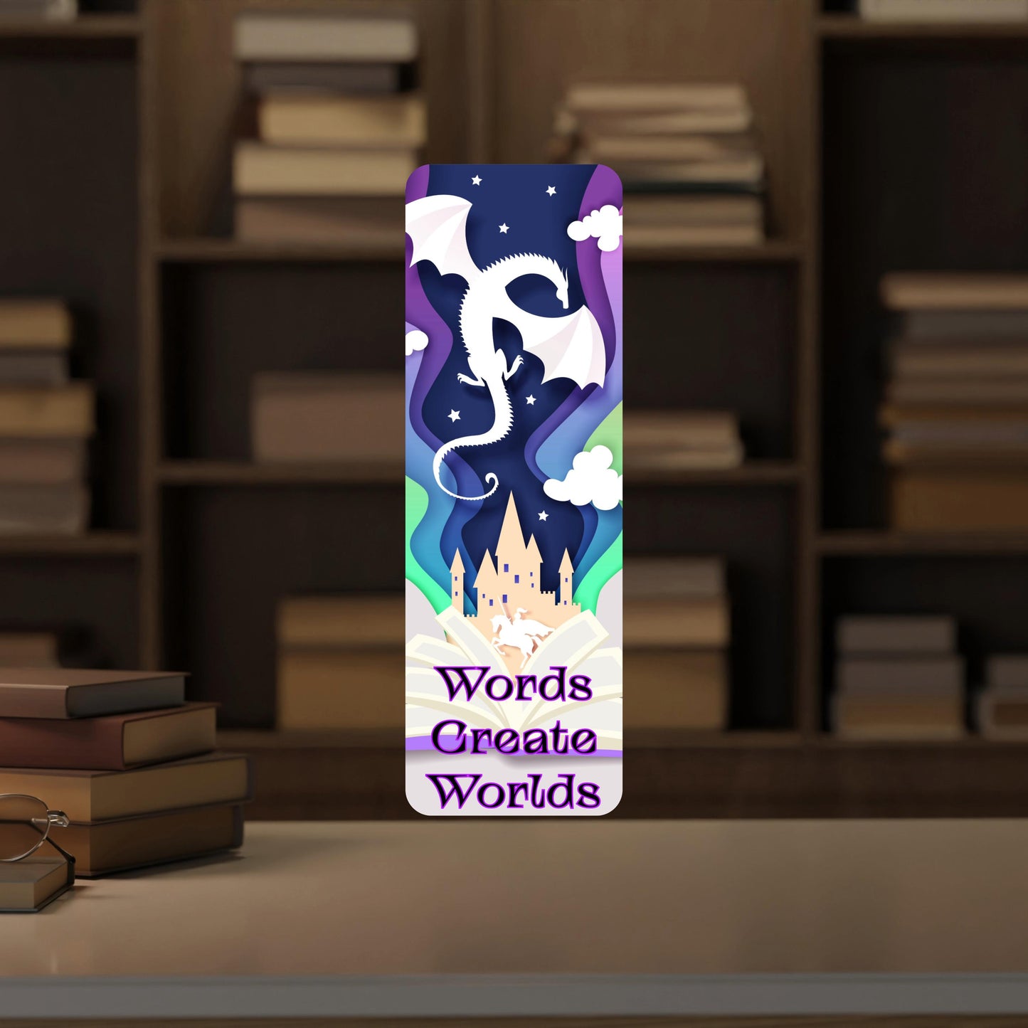 Words Create Worlds 2"x6" Glossy Bookmark