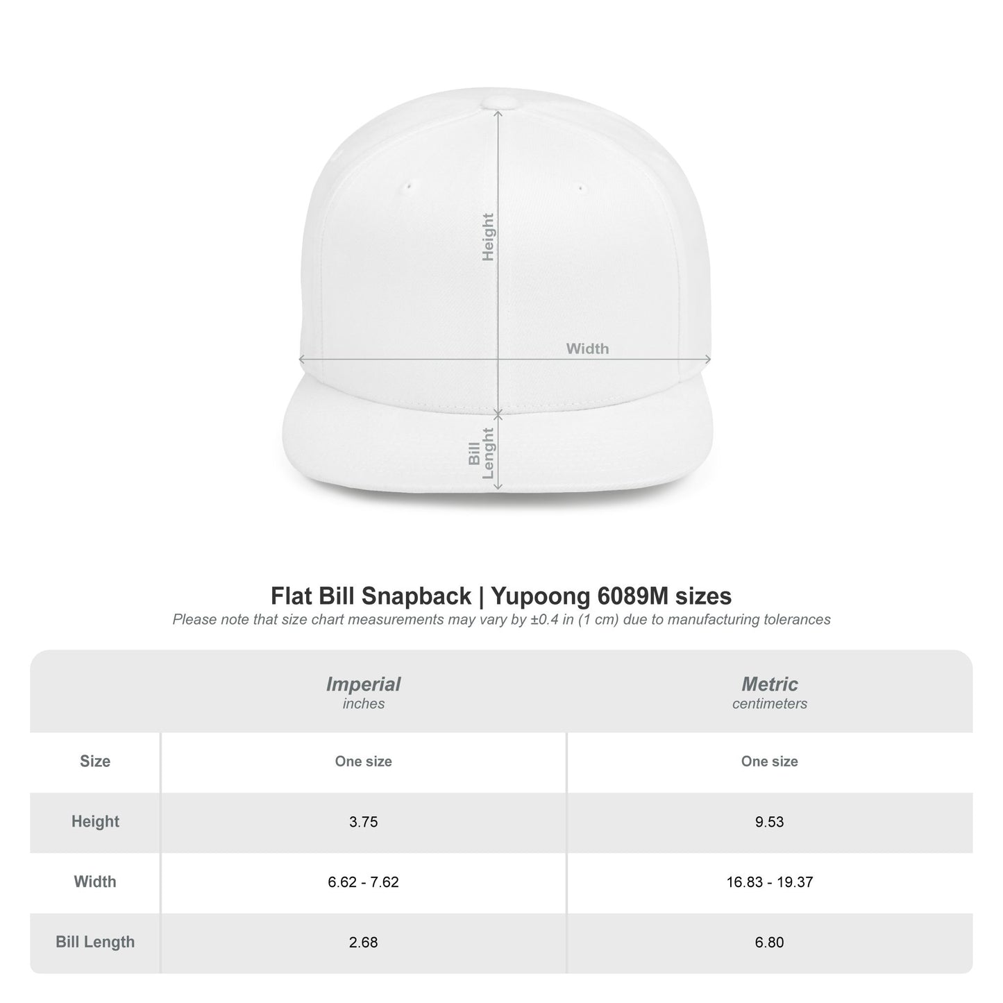 Flat Bill Snapback - Main Logo Text