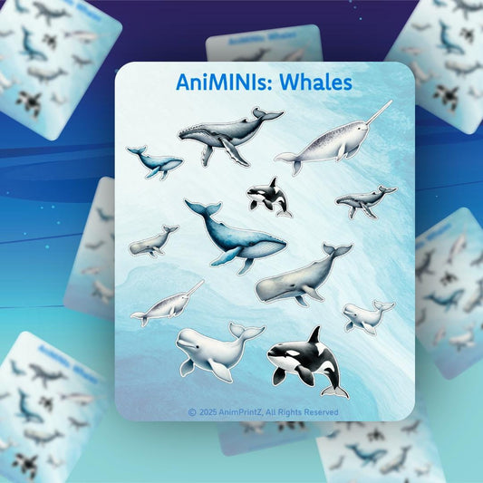 AniMINIs: Watercolor Whale Matte Sticker Sheet