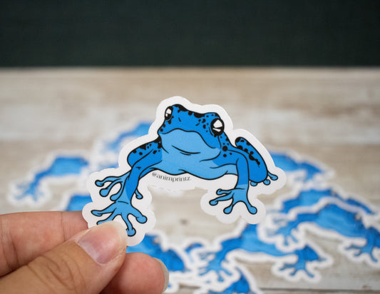 Blue Poison Dart Frog Glossy Vinyl Sticker